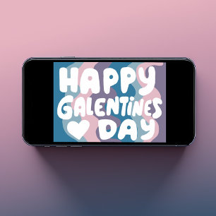 Galentine Bubble Brev Groovy Retro Digital Kort