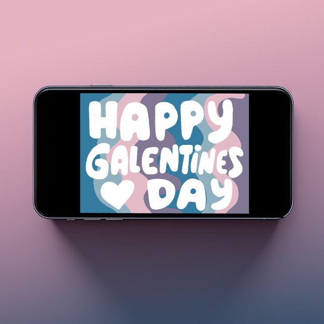 Galentine Bubble Brev Groovy Retro Digital Kort (Galentine Bubble Letters Groovy Retro Digital Card Online Greeting Email Tree-Free Virtual eCard)