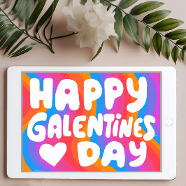 Galentine BubbleLetters Regnbåge Groovy Retro eKor Kort