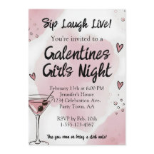 Galentine Flickor Natt Ut Martini Rosa och Svart