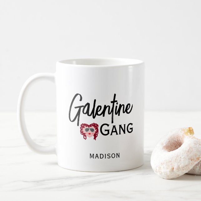 Galentine Gang Best Friend Valentiness Personlig Kaffemugg (Med munk)