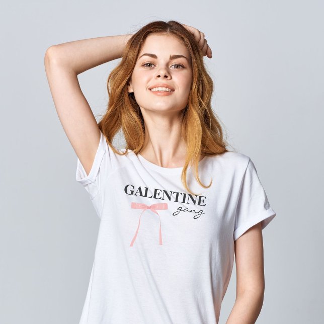 Galentine gang Friend Valentine Rosa Bow T Shirt (Skapare uppladdad)