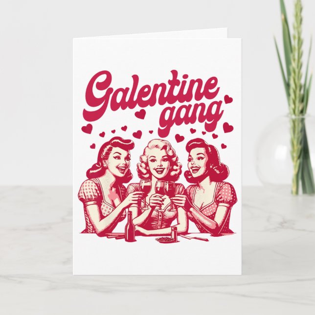 Galentine Gang Gal Pals Valentine Group Friendship Kort (Framsida)