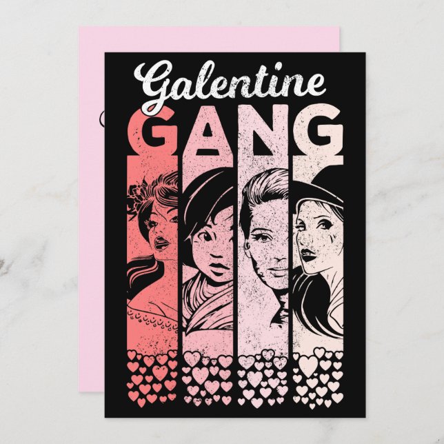 Galentine Gang Vintage Valentiness Female Ansikte (Fram/baksida)