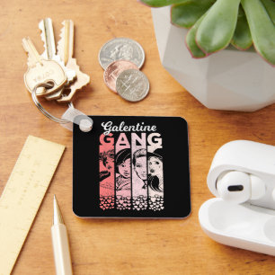 Galentine Gang Vintage Valentiness Female Ansikte Nyckelring