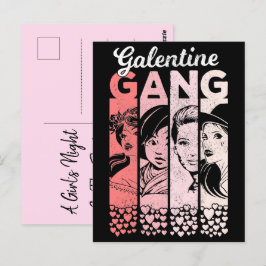 Galentine Gang Vintage Valentiness Female Ansikte Vykort