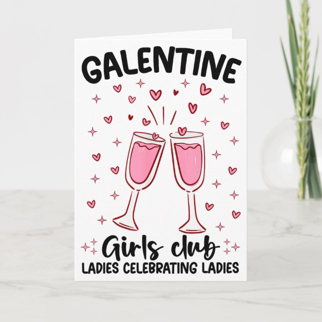 Galentine Girls Club Ladies Celebrating Ladies Val Kort (Framsida)
