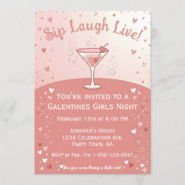 Galentine Girls Night Out Sip Laugh Live in Pink  Inbjudningar