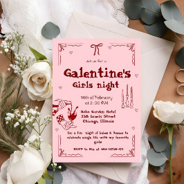 Galentine Handritad Valentine Flicknattfest  Julkort