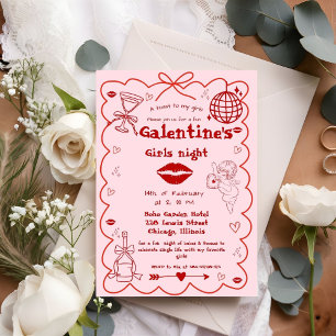 Galentine Handritad Valentine Flicknattfest Julkort