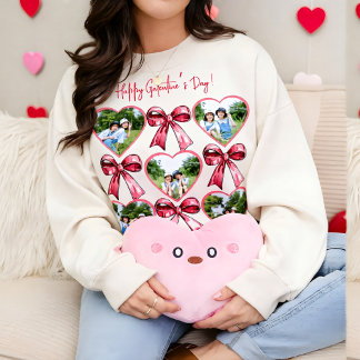 Galentine Heart Photo Bow Collage Cozy Friend T Shirt