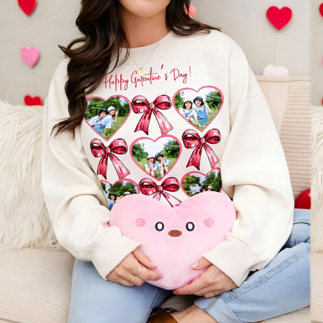 Galentine Heart Photo Bow Collage Cozy Friend T Shirt (Galentine Heart Photo Bow Collage Cozy Friend Sweatshirt)