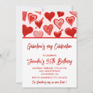 Galentine-inbjudan Brunch rosa och röda Vänner Inbjudningar