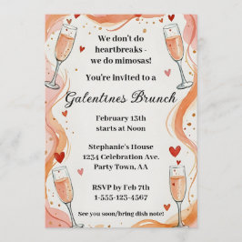 Galentine Mimosa Drink Brunch Party Invite Inbjudningar