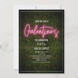 Galentine Neon-skript Boxwood Valentine Party Inbjudningar