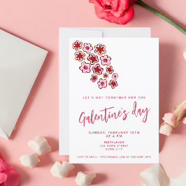 Galentine`s dag röda rosa blommor vänner  inbjudningar