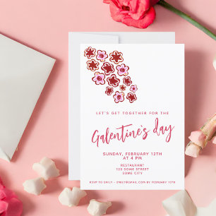 Galentine`s dag röda rosa blommor vänner  inbjudningar