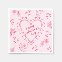 Galentine’s Day Alla hjärtans dag Rosa Tjejig Pappersservett