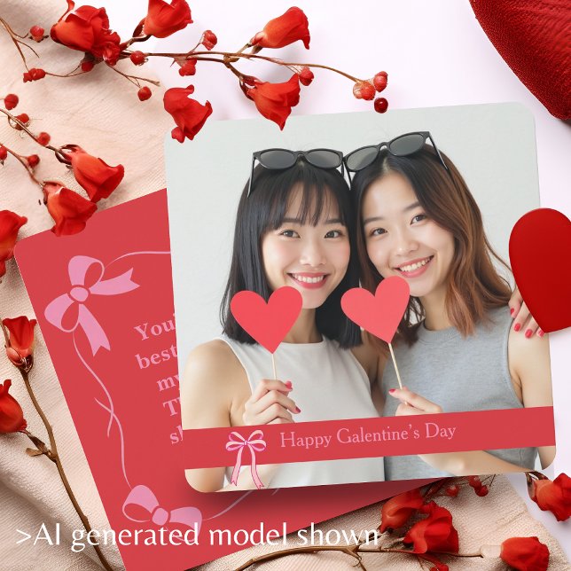 Galentine’s Day Bästa Vän med Foto & Meddelande (Galentine’s Day Best Friend with Photo & Message Holiday Card)