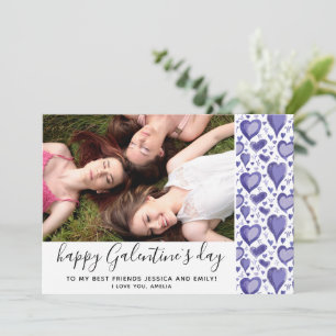 Galentine`s Day Lila Hjärta Teckning Vän Foto Julkort