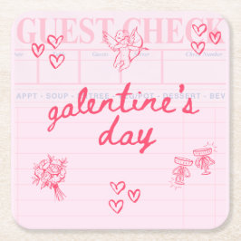 Galentine’s Day Valentin Flickig Inbjudan Underlägg Papper Kvadrat
