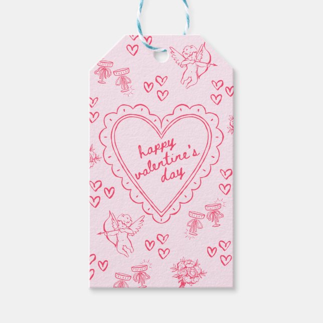 Galentine’s Day Valentine Girly Pink Presentetikett (Framsidan)
