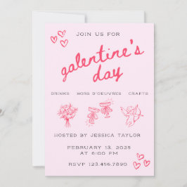 Galentine’s Day Valentines Girly Invitation Inbjudningar