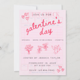Galentine’s Day Valentines Girly Invitation Inbjudningar