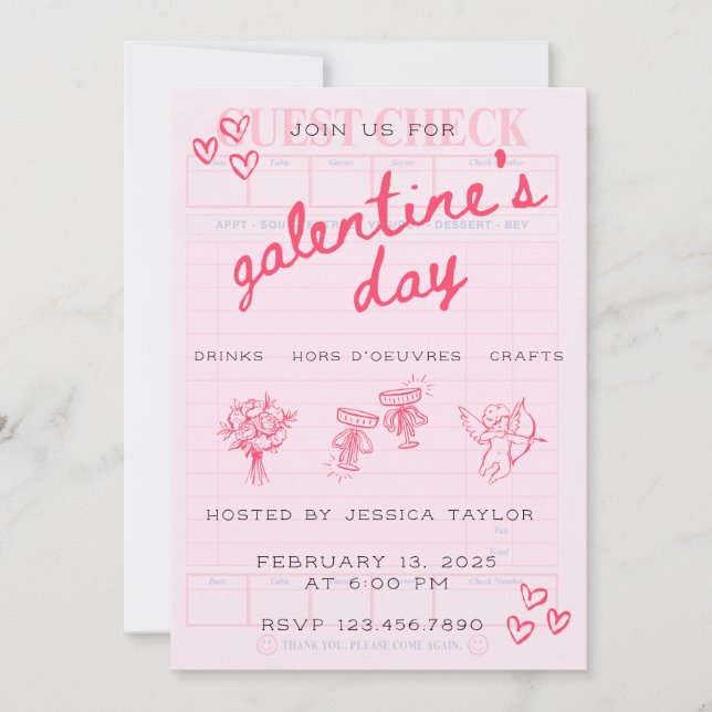 Galentine’s Day Valentines Girly Invitation Inbjudningar (Framsida)