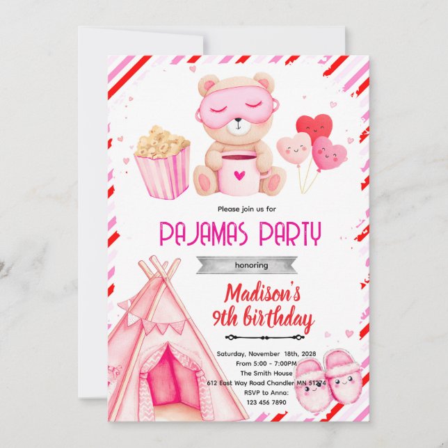 Galentine’s Pajama Party Invitation Inbjudningar (Framsida)
