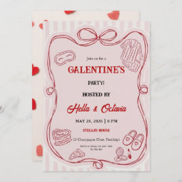 Galentine’s Party Invitation Printable, Pink & Red Inbjudningar