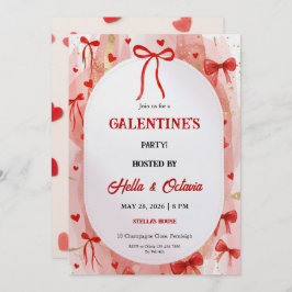 Galentine’s Party Invitation Printable, Pink & Red Inbjudningar