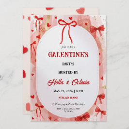 Galentine’s Party Invitation Printable, Pink & Red Inbjudningar