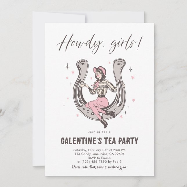 Galentine’s Tekopartsinbjudan Inbjudningar (Framsida)