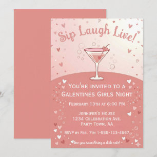 Galentine Tjejernas Utflykt Kväll Att Dricka Skrat Inbjudningar