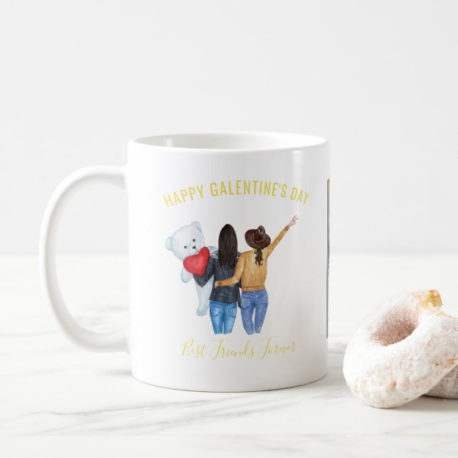 Galentine Valentine | BFF Best Friends Photo Kaffemugg (Med munk)