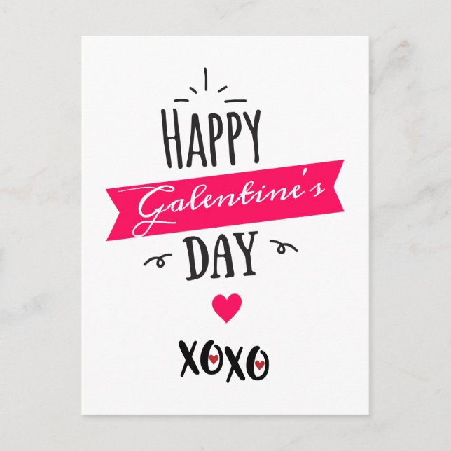 Galentine X ❤ X ❤| Lycklig Galentins dag ❤ Rosa Helg Vykort (Framsida)