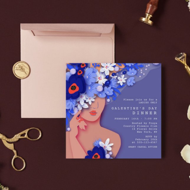 Galentinens Blommigt för modern girodagsmat Inbjudningar (Skapare uppladdad)