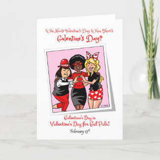 Galentinens dag Feb 13 Gal Pals Celebrate Friends Helgkort