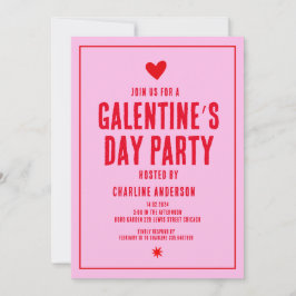 Galentinens dag Röd Rosa hand plockade Party Inbjudningar