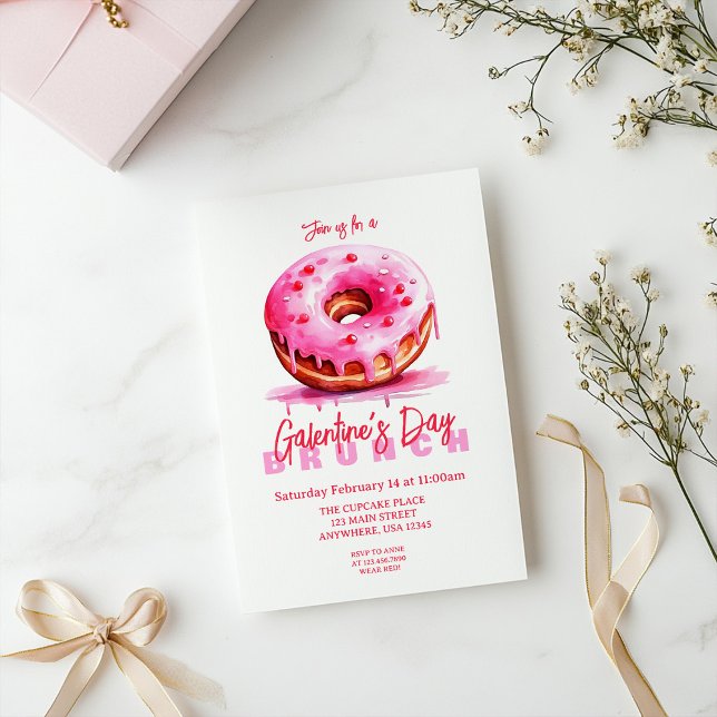 Galentinens dag Vattenfärgade Donuts Inbjudningar (Skapare uppladdad)