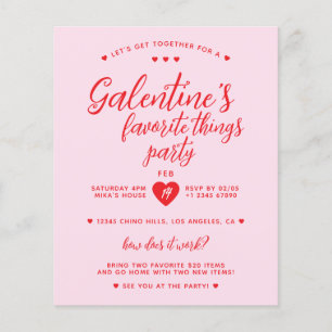 Galentinens favorite Sak Party budget Inbjudan Flygblad
