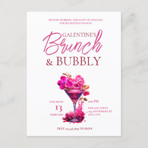 Galentinens vykort för Brunch och Bubenbart inbjud