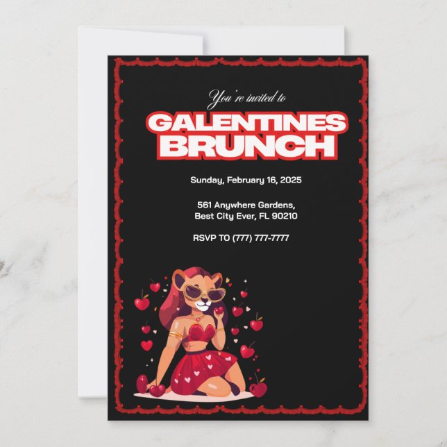 Galentines Anpassade Brunch Inbjudningar (Framsida)