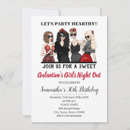 Galentines Bash Girls Night Out Valentines Party Inbjudningar