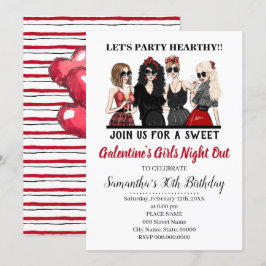 Galentines Bash Girls Night Out Valentines Party Inbjudningar