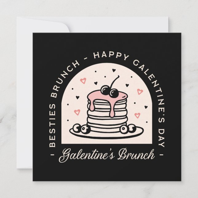 Galentines besties tjejer brunch Valentine party Inbjudningar (Framsida)