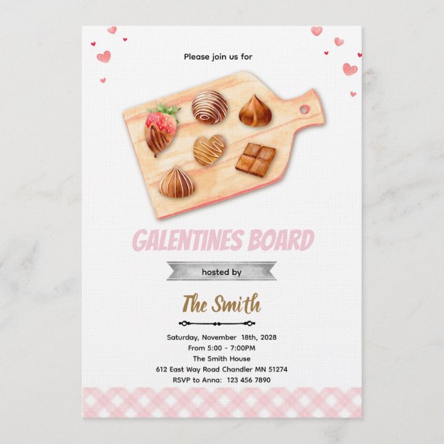 Galentine's Brädpartyns Inbjudan (Framsida)