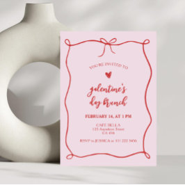 Galentines Cafe Brunch Bow Ram Inbjudningar