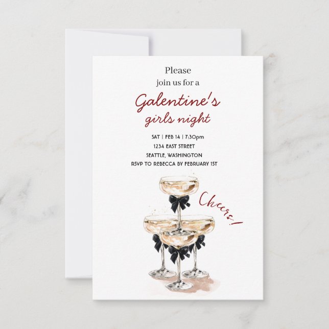 Galentines Champagne-fest Inbjudan (Framsida)
